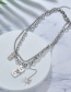 Fashion Square Brand Butterfly Necklace Double Butterfly Stainless Steel Square Brand Pendant Necklace