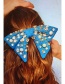 Fashion Light Blue Fabric Bow Tie Diamond Pearl Hairpin