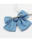 Fashion Light Blue Fabric Bow Tie Diamond Pearl Hairpin