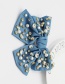 Fashion Light Blue Diamond Fabric Bow Tie Diamond Pearl Hairpin