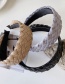 Fashion Gray Faux Leather Woven Openwork Broad-side Headband