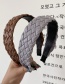 Fashion Gray Faux Leather Woven Openwork Broad-side Headband