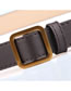 Fashion Camel Square Buckle Non-perforated Soft Leather Jeans Belt