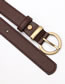 Fashion Khaki Faux Leather Round Buckle Belt With Pin Buckle