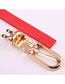 Fashion Red Pin Buckle Pu Leather Alloy Geometric Thin Belt
