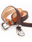 Fashion Brown Carved Alloy Buckle Dress Belt