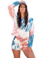 Fashion Blue Red Two-piece Tie-dye Long-sleeved T-shirt Shorts