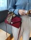 Fashion Red Silk Scarf Flap Gilded Letters Crossbody Shoulder Bag