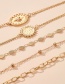 Fashion Golden Round Piece Thick Chain Round Medal Multi-layer Bracelet