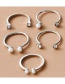 Fashion Silver Pearl And Diamond Opening Adjustable Ring Set