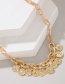 Fashion Golden Thick Chain Head Disc Pendant Necklace