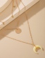 Fashion Golden Resin Pendant Disc Moon Multilayer Necklace