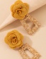Fashion Golden Generous Three-dimensional Flower Embossed Square Earrings