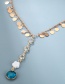 Fashion Golden Disc Single Layer Cat S Eye Flower Pendant Necklace