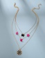 Fashion Golden Multi-layered Necklace With Diamond Round Brand Dripping Leaf Leaf