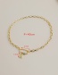 Fashion L Copper Inlaid Zircon Thick Chain Ring Pendant Letter Necklace