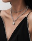 Fashion White K Alloy Lock-shaped Thick Chain Alloy Multilayer Necklace