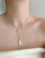 Fashion Gold (titanium Steel) Titanium Steel Paper Clip Square Brand Tassel Necklace