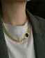 Fashion Golden Round Plate Thick Chain Titanium Steel Necklace