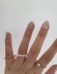 Fashion White Pearl Beaded Geometric Open Alloy Ring