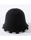 Fashion Black Pure Color Wool Stitching Lace Knitted Fisherman Hat