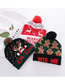 Fashion Red And White Elk Christmas Wool Ball Thickened Contrast Printing Knitted Hat (without Light)