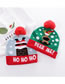 Fashion Lake Blue Old Man Christmas Wool Ball Flanging Printing Contrast Color Knitted Hat (without Light)