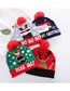 Fashion Dark Green Snow Doll Christmas Wool Ball Flanging Printing Contrast Color Knitted Hat (without Light)