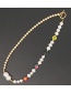 Fashion White Freshwater Pearl And Glazed Bead Flower Color Preserving Necklace