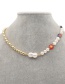 Fashion White Freshwater Pearl And Glazed Bead Flower Color Preserving Necklace