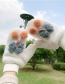 Fashion Giraffe-blue Animal Flip Fingerless Plush Thick Warm Gloves