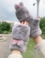 Fashion Giraffe-pink Animal Flip Fingerless Plush Thick Warm Gloves