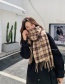 Fashion Brown Plaid Double-sided Tassel Warmth Thick Scarf