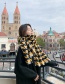 Fashion Yellow Houndstooth Padded Cashmere Scarf