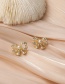 Fashion Golden Bowknot Diamond Pearl Alloy Hollow Earrings