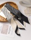 Fashion White Stripes On Black Satin Striped Contrast Silk Scarf