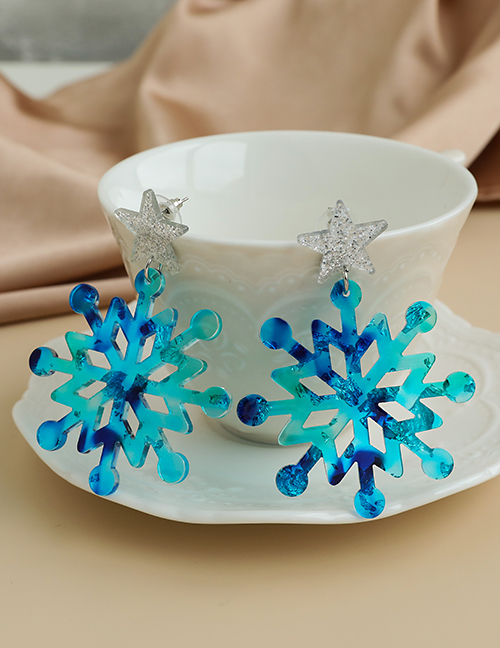 Fashion Red Resin Five-pointed Star Snowflake Earrings