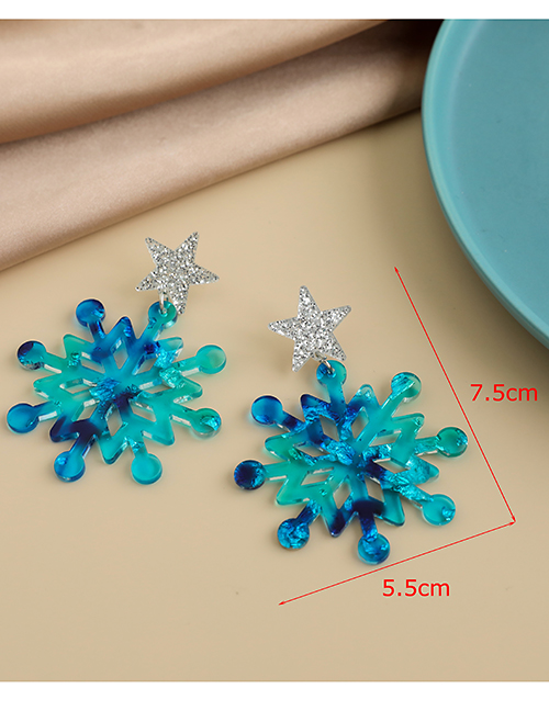 Fashion Green Resin Five-pointed Star Snowflake Earrings  Resin