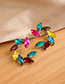 Fashion Color Alloy Diamond U-shaped Earrings