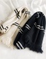 Fashion Black Striped Fringed Knitted Wool Scarf