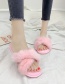 Fashion Pink Rabbit Fur Household Cross-slip Wear-resistant Slippers