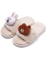 Fashion Gray Bunny Bear Plush Non-slip Cotton Slippers For Children