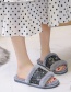 Fashion Black Plush Open-toed Slippers