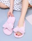 Fashion Pink Plush Slippers With Cross Teddy Hair Bow