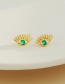 Fashion Green Copper Inlaid Zircon Eye Stud Earrings