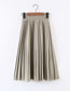 Fashion Khaki Crumpled Elastic Waist Solid Color Pleated Skirt