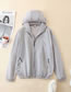 Fashion Gray Hooded Solid Color Loose Sun Protection Clothing