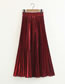Fashion Red Pleated Elastic Waist Plus Size Skirt