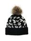 Fashion White Leopard Print Curled Button Fur Ball Knit Hat