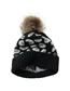 Fashion Camel Leopard Print Curled Button Fur Ball Knit Hat